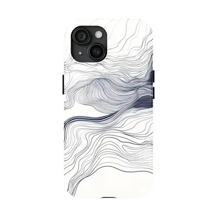 Navy Blue Flowing Lines Abstract White Background