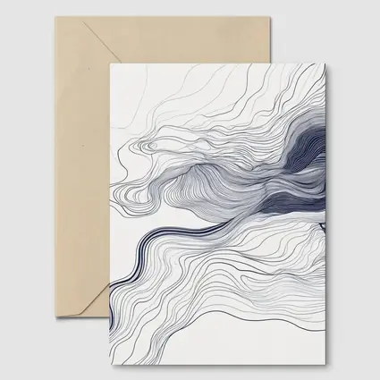 Navy Blue Flowing Lines Abstract White Background