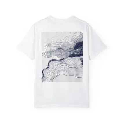 Navy Blue Flowing Lines Abstract White Background