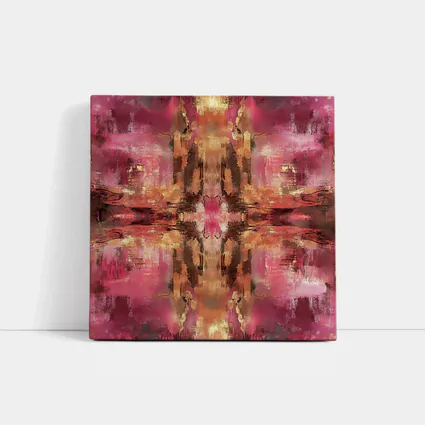 Pink Gold Abstract Mirrored Brushstroke Art