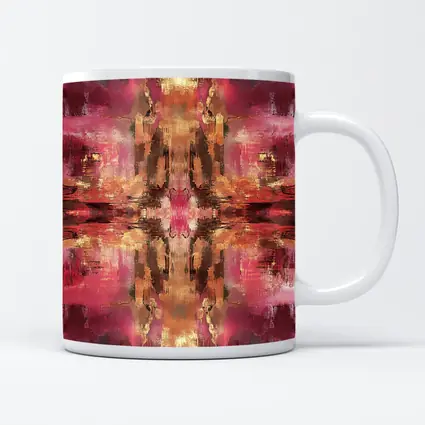 Pink Gold Abstract Mirrored Brushstroke Art