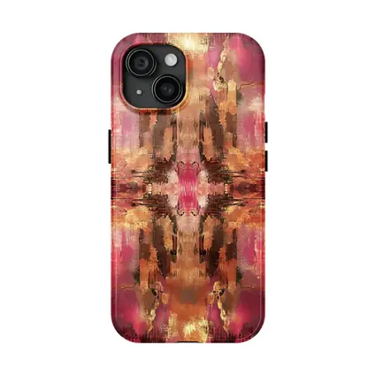 Pink Gold Abstract Mirrored Brushstroke Art