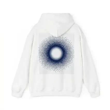 Navy Blue Halftone Dot Circle Abstract Art