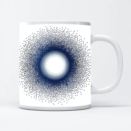 Navy Blue Halftone Dot Circle Abstract Art
