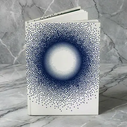 Navy Blue Halftone Dot Circle Abstract Art
