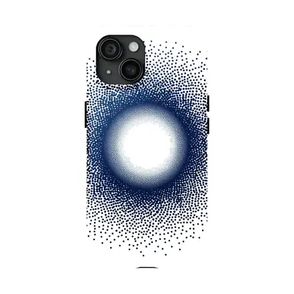 Navy Blue Halftone Dot Circle Abstract Art