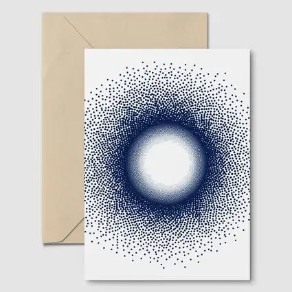 Navy Blue Halftone Dot Circle Abstract Art