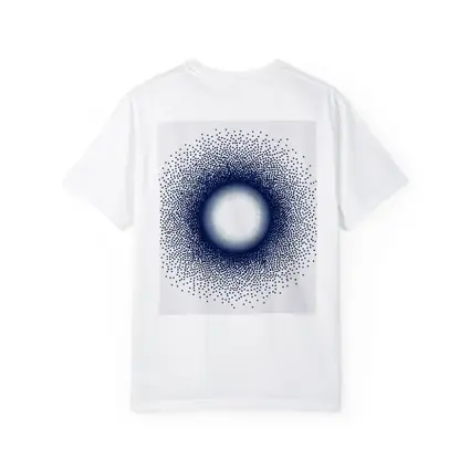 Navy Blue Halftone Dot Circle Abstract Art