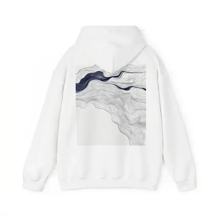 Navy Blue Wave Lines Abstract White Art