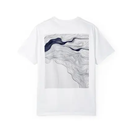 Navy Blue Wave Lines Abstract White Art