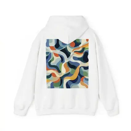 Retro Abstract Wavy Shapes Blue Orange