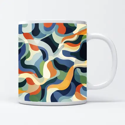 Retro Abstract Wavy Shapes Blue Orange