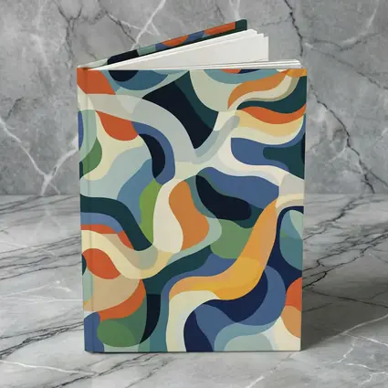 Retro Abstract Wavy Shapes Blue Orange