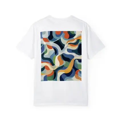 Retro Abstract Wavy Shapes Blue Orange