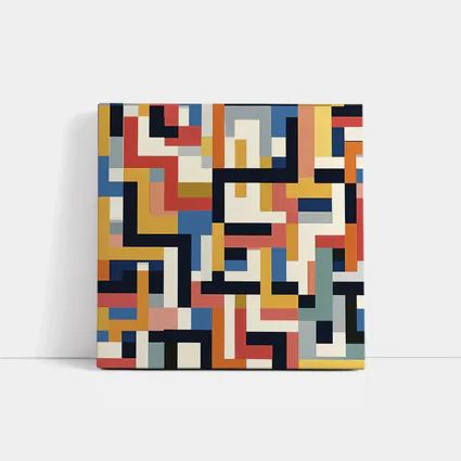 Bauhaus Geometric Abstract Color Block Pattern