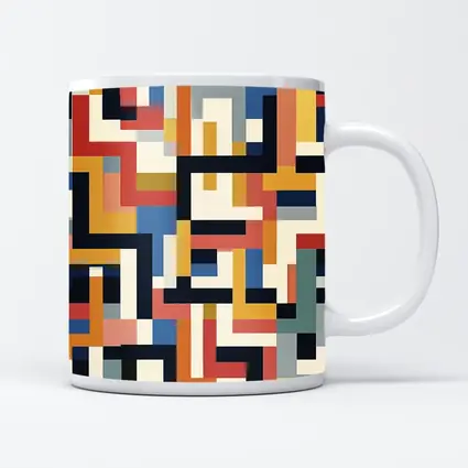 Bauhaus Geometric Abstract Color Block Pattern