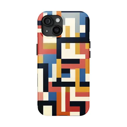 Bauhaus Geometric Abstract Color Block Pattern