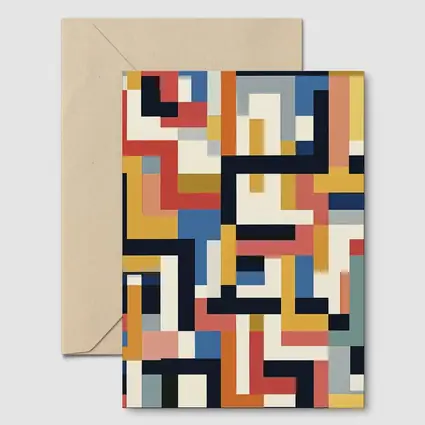 Bauhaus Geometric Abstract Color Block Pattern