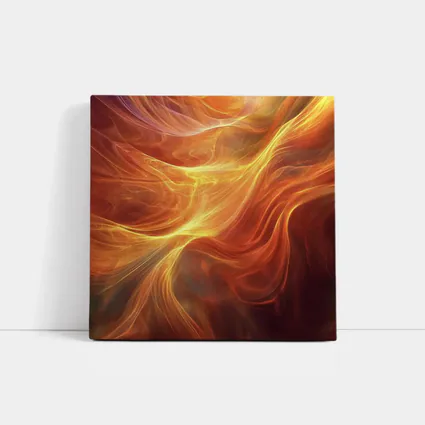 Fiery Orange Abstract Flowing Waves Art