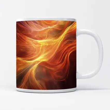 Fiery Orange Abstract Flowing Waves Art