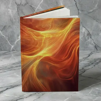 Fiery Orange Abstract Flowing Waves Art