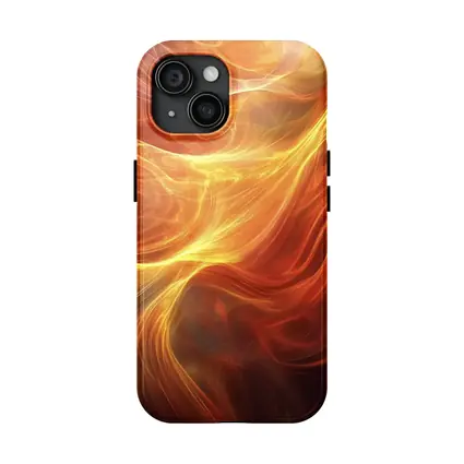 Fiery Orange Abstract Flowing Waves Art