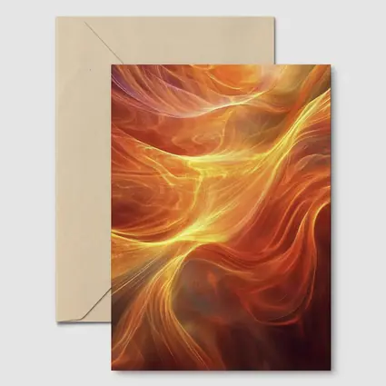 Fiery Orange Abstract Flowing Waves Art