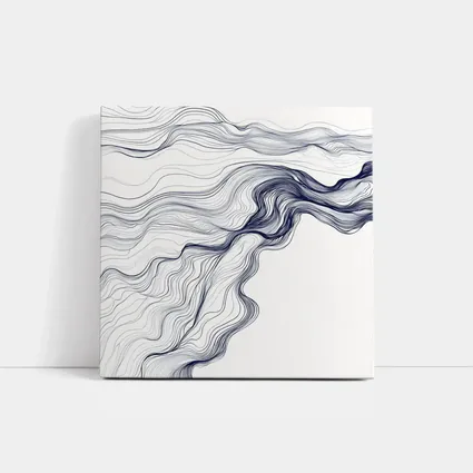 Navy Blue Flow Lines Abstract White Background