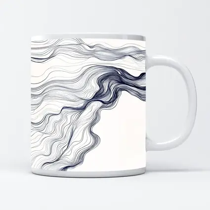 Navy Blue Flow Lines Abstract White Background
