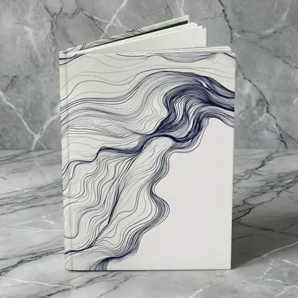 Navy Blue Flow Lines Abstract White Background