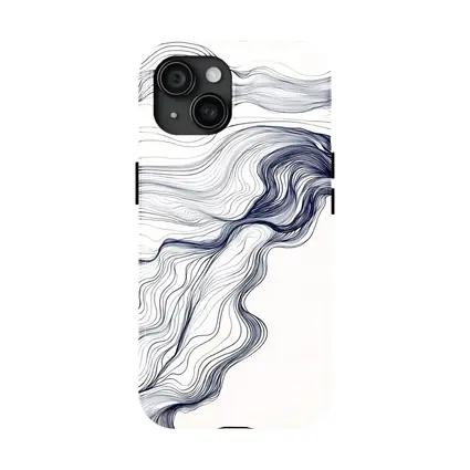 Navy Blue Flow Lines Abstract White Background