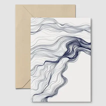 Navy Blue Flow Lines Abstract White Background