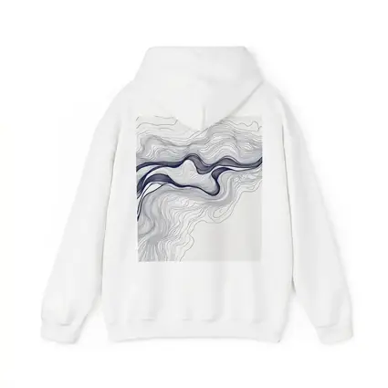 Navy Blue Wave Lines Abstract White Art