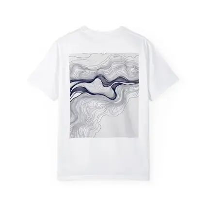 Navy Blue Wave Lines Abstract White Art