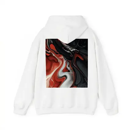 Red Black White Fluid Abstract Art