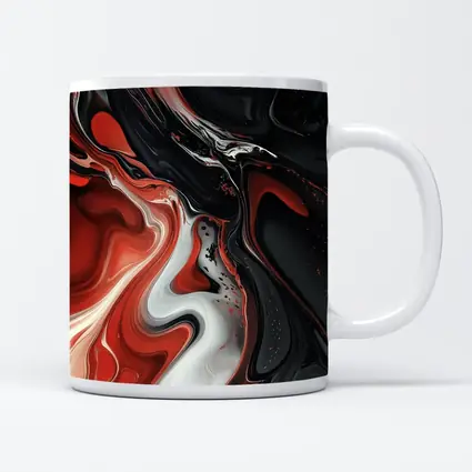 Red Black White Fluid Abstract Art