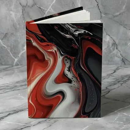 Red Black White Fluid Abstract Art