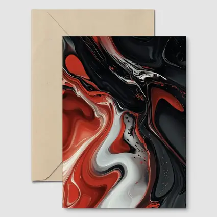 Red Black White Fluid Abstract Art