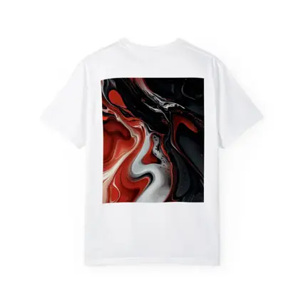 Red Black White Fluid Abstract Art