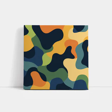 Modern Camouflage Abstract Pattern Navy Orange Green