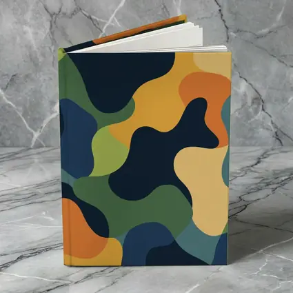Modern Camouflage Abstract Pattern Navy Orange Green
