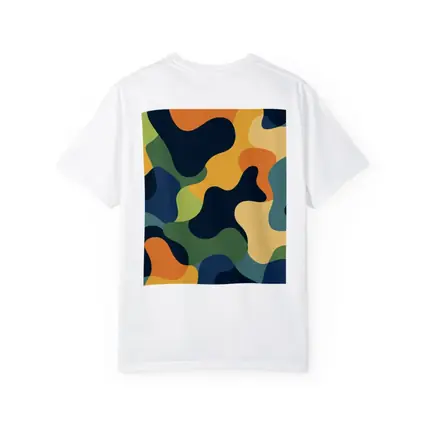 Modern Camouflage Abstract Pattern Navy Orange Green