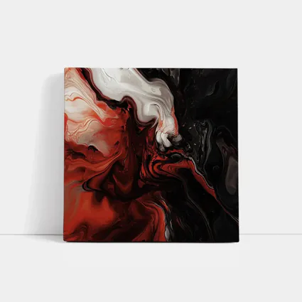 Red Black White Fluid Abstract Art