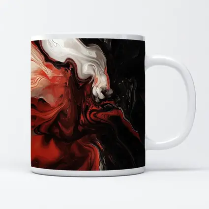 Red Black White Fluid Abstract Art