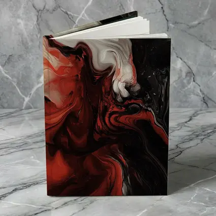 Red Black White Fluid Abstract Art