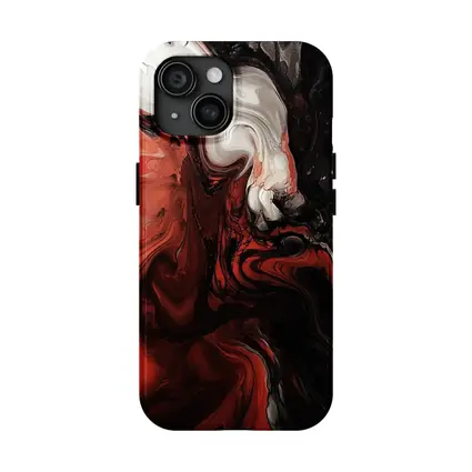 Red Black White Fluid Abstract Art