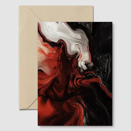 Red Black White Fluid Abstract Art