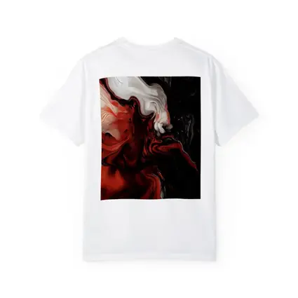 Red Black White Fluid Abstract Art