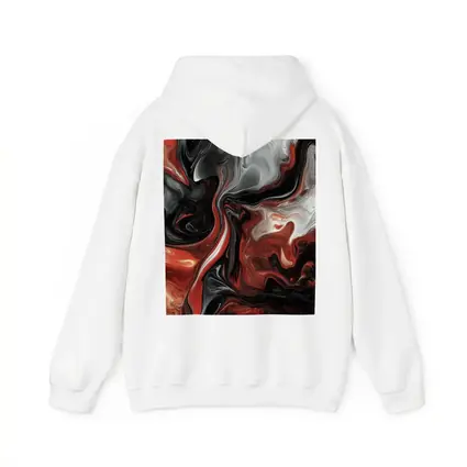 Red Black White Swirling Marble Abstract Art