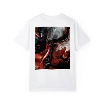 Red Black White Swirling Marble Abstract Art